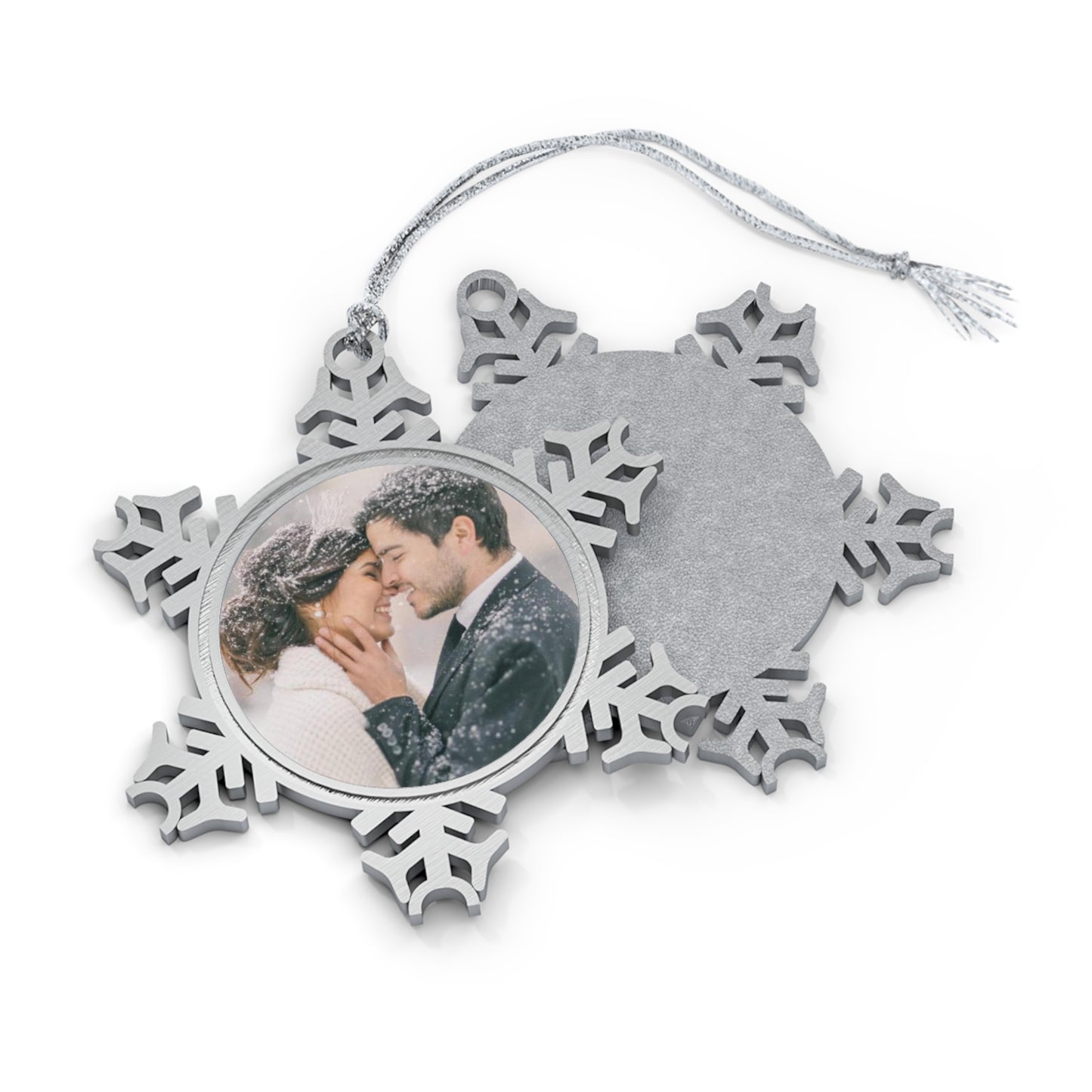 Personalized Pewter Snowflake Photo Ornament