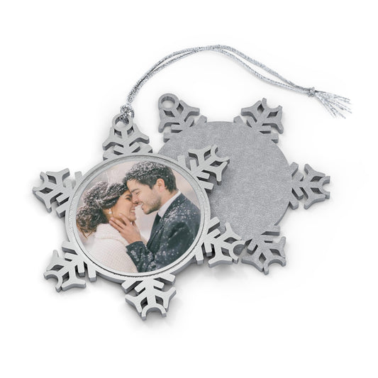 Personalized Pewter Snowflake Photo Ornament