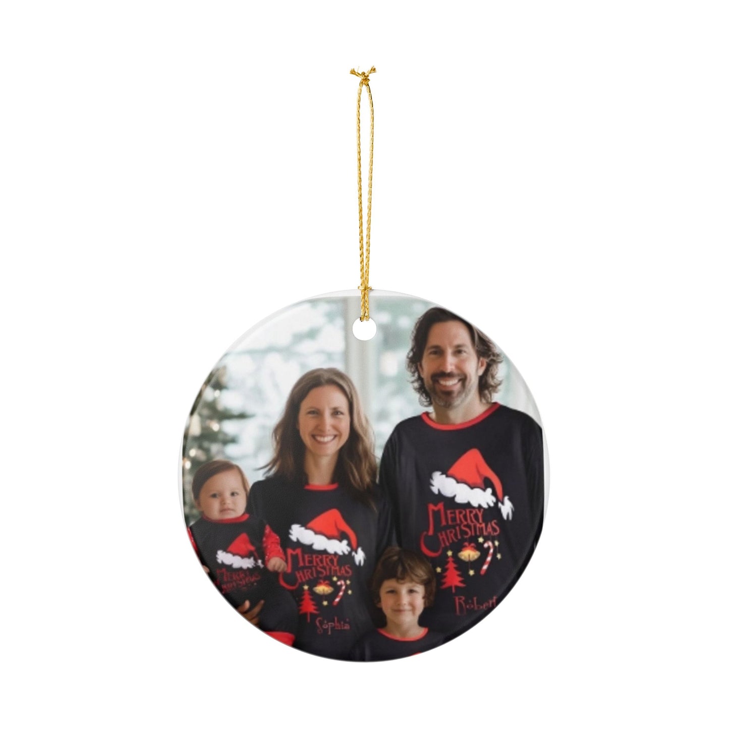Ceramic Christmas Ornament – Personalized Family 'Merry Christmas' Photo Decoration