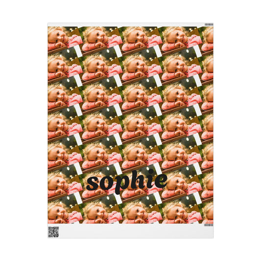 Personalized Photo Wrapping Paper — Custom Name (e.g., "sophie") Collage Gift Wrap