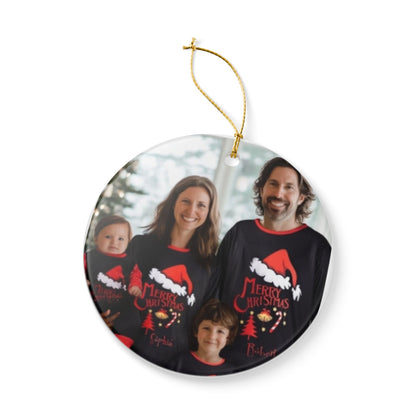 Ceramic Christmas Ornament – Personalized Family 'Merry Christmas' Photo Decoration
