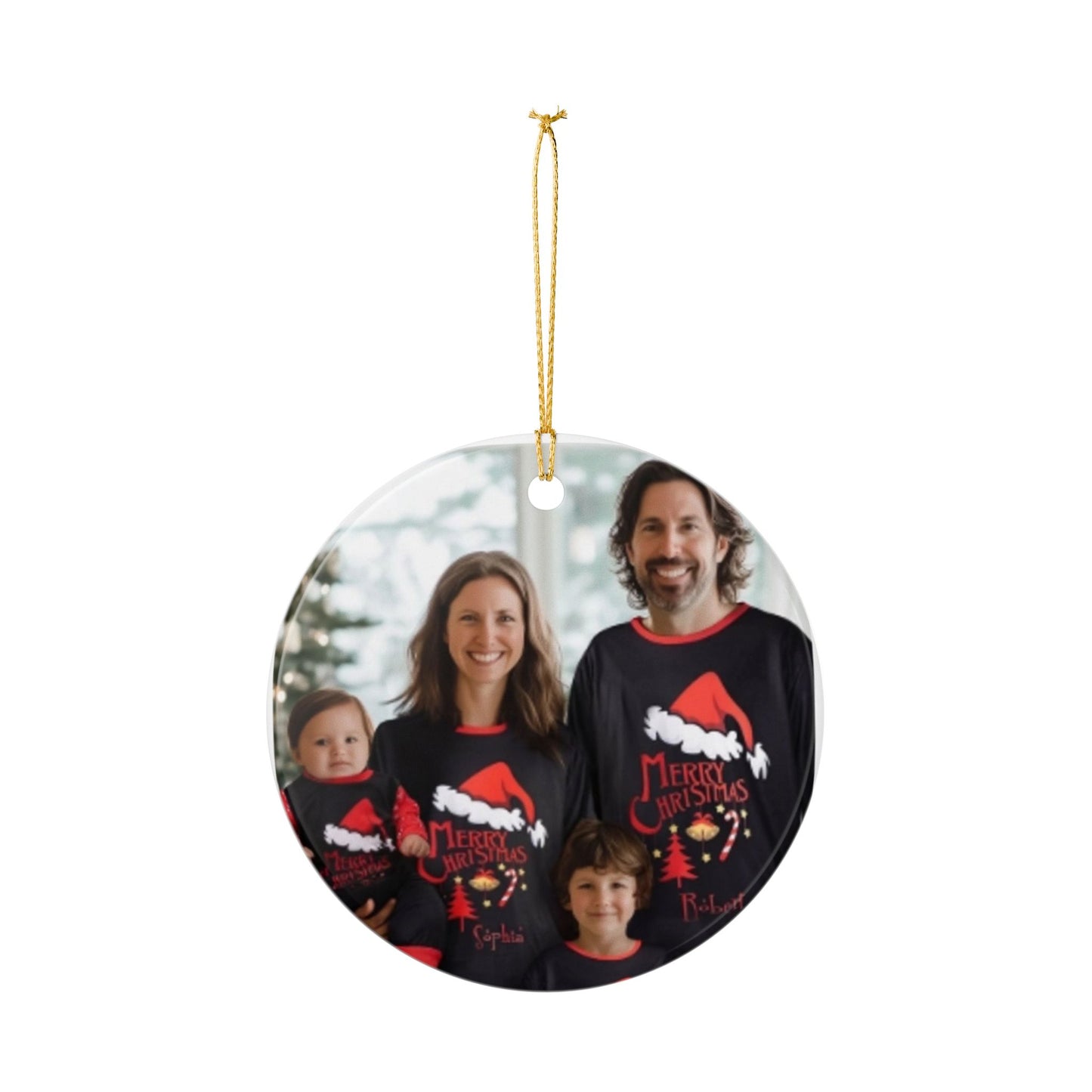 Ceramic Christmas Ornament – Personalized Family 'Merry Christmas' Photo Decoration
