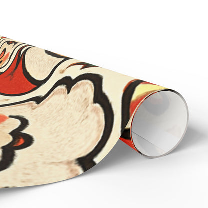 Santa Faces Gift Wrapping Paper – Retro Candy Cane Christmas Wrap