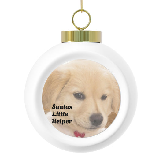 Puppy "Santa's Little Helper" Christmas Ball Ornament