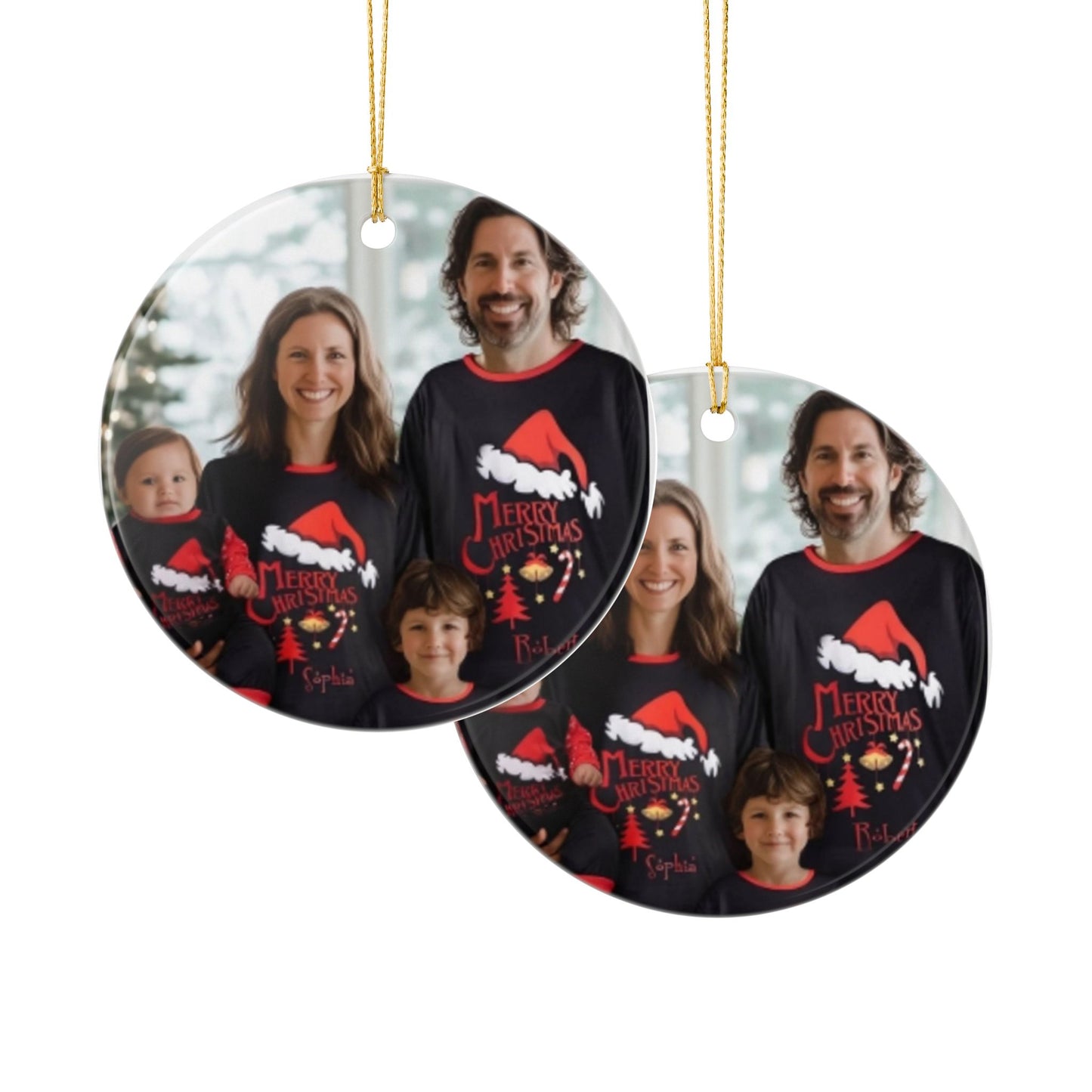 Ceramic Christmas Ornament – Personalized Family 'Merry Christmas' Photo Decoration