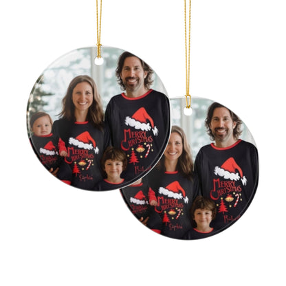 Ceramic Christmas Ornament – Personalized Family 'Merry Christmas' Photo Decoration