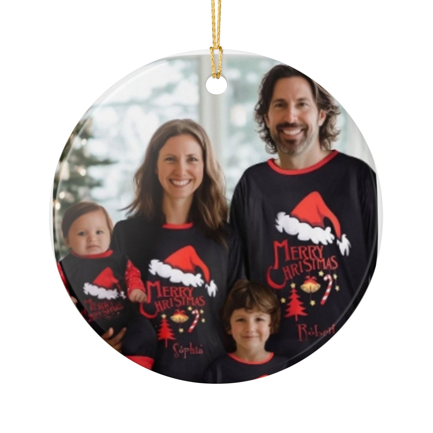 Ceramic Christmas Ornament – Personalized Family 'Merry Christmas' Photo Decoration
