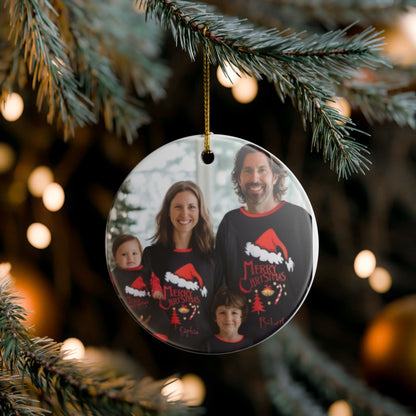 Ceramic Christmas Ornament – Personalized Family 'Merry Christmas' Photo Decoration